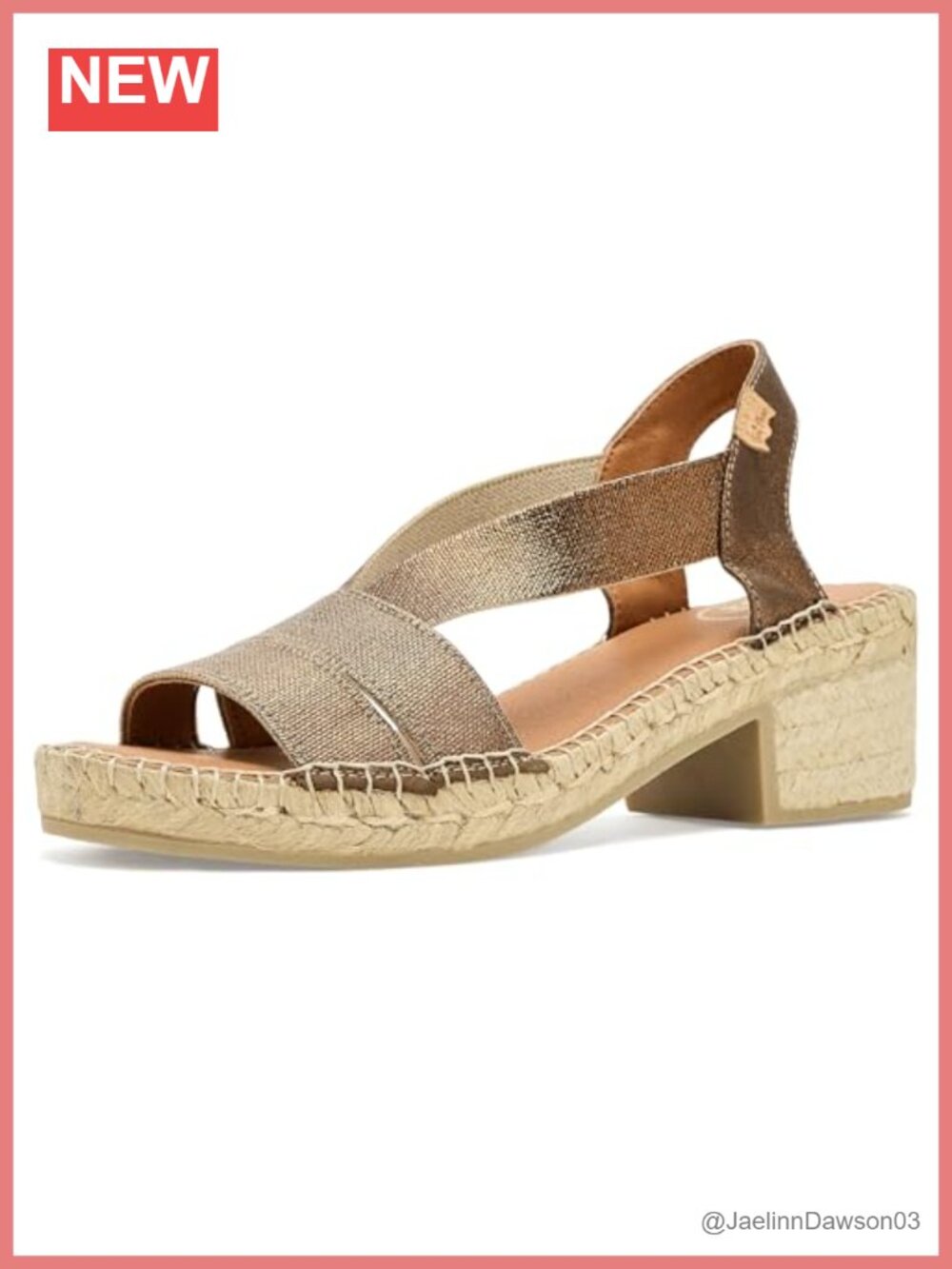 Metallic Elastic Espadrille Sandals Open Toe Slip On